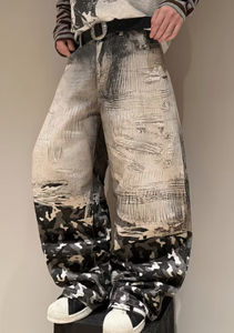 Jeans Anchos de Cintura Alta para Hombre, Estilo Casual, con Estampado Paisley, Tallas Grandes, Marca Hardihood International - Product Image 2