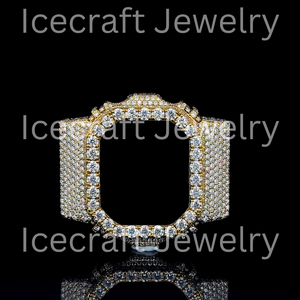 Caja de reloj premium con incrustaciones de diamantes, cubierta cuadrada para reloj digital, estilo diamante moissanita, carcasa protectora de lujo estilo hip hop - Product Image 6