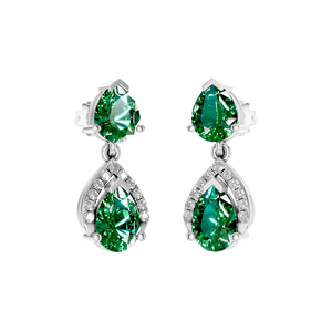 14K & 18K White Gold Trendy <b>Stud</b> <b>Earrings</b> Pear Shape <b>Emerald</b> Diamond Green Gemstone Jewelry Women's Anniversary Party Gift - Product Image 6