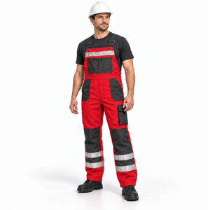 Salopette de travail industrielle réfléchissante personnalisable pour hommes, haute visibilité, avec poches cargo sur la poitrine et bretelles réglables - Product Image 4