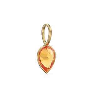 Pendentif Breloque en Or Jaune Massif 14 carats avec Citrine du Brésil, Monture pour Bijoux / Pierre de Naissance de Novembre / Pierre Précieuse Dorée de 7 mm / Coupe Poire - Product Image 5