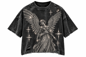เสื้อยืดคอตตอนเจอร์ซีย์ทรงโอเวอร์ไซส์สำหรับผู้ชาย พิมพ์ลายดิจิทัล ประดับเพชร กราฟิกทรงบ็อกซี่ สไตล์ Y2K สตรีทแวร์ แขนสั้น - Product Image 5
