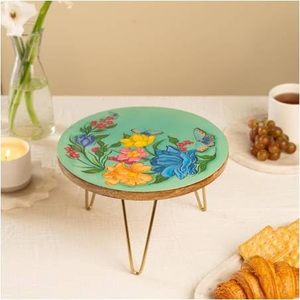 Support à gâteau rond à 2 niveaux, écologique, compatible lave-vaisselle, en métal, motif floral, pour centre de table de mariage ou de fête - Product Image 1