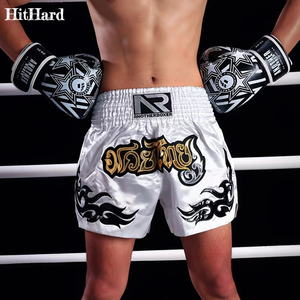 กางเกงมวยไทยคิกบ็อกซิ่งสำหรับผู้ชาย ผู้หญิง เด็ก กางเกงมวยไทยปักลายไทย สำหรับออกกำลังกายในยิม สีดำ กางเกง MMA BJJ ยิวยิตสู - Product Image 1