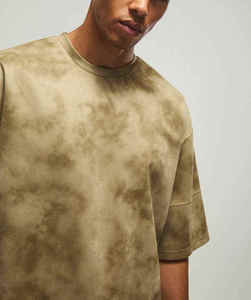 T-shirt décontracté à manches courtes et col rond pour homme, coupe ample, motif tie-dye, tricoté, coupe régulière - Product Image 3