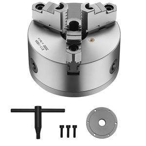 Mandrino per tornio a 3 griffe da 6 pollici (160 mm) con piastra di supporto filettata da 1 1/2 pollici (38 mm) e design autocentrante - Product Image 1