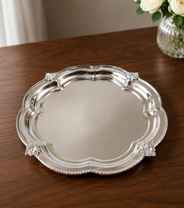 Plateau de service pour desserts en acier inoxydable couleur argent, qualité supérieure, forme carrée, plateau à snacks à prix abordables - Product Image 6