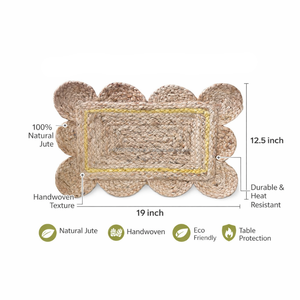 แผ่นรองจาน AG Elements Natural Jute รุ่นร่วมสมัย ขนาด 19x12.5 นิ้ว ทอมือ เป็นมิตรกับสิ่งแวดล้อม กันลื่น ทนความร้อน หนา 2 มม. - Product Image 4