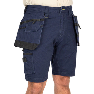Men's <b>Black</b> Cargo <b>Work</b> Shorts With Multiple Pockets And Reflective Tape Breathable Polyester Construction Safety <b>Pants</b> - Product Image 6