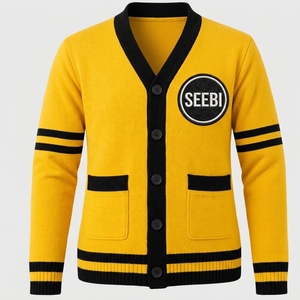 Cárdigan de punto acrílico para mujer, estilo vintage, con doble botonadura, cuello en V, bordado y apliques con logo, para hermandades y fraternidades griegas, ideal para invierno. - Product Image 1