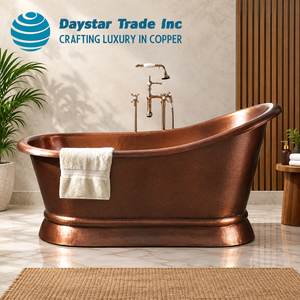 Baignoire ovale/courbe autoportante en cuivre martelé fait main Daystar Trade, durable |   Baignoire de Luxe Vintage Écologique pour Spa - Product Image 1