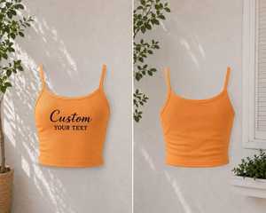 Women's Ribbed <b>Crop</b> Camisole Tank <b>Top</b> Sleeveless Slim Fit Spaghetti Strap Casual Summer Stretch Cotton Blend Cami Vest - Product Image 2