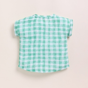 Premium Quality Organic <b>Muslin</b> Oversized Tees Sage Checks Print <b>Baby</b> T-Shirts - Product Image 2