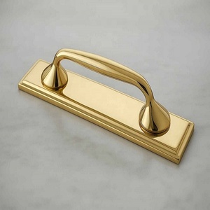 Elegante Tirador de Latón Pulido con Placa Trasera para Muebles, Herraje Transicional para Cajones, Armarios y Puertas de Hogar u Oficina - Product Image 1