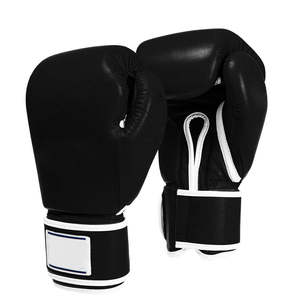Gants de boxe en cuir noir de haute qualité, à lacets, ajustables et confortables, en tissu, surdimensionnés, pour homme - Product Image 2
