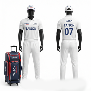 Uniforme de cricket en polyester premium 140 GSM, bleu marine avec panneau doré, impression numérique, logo d'équipe personnalisé, OEM, anti-rétrécissement, manches courtes, toutes tailles - Product Image 3