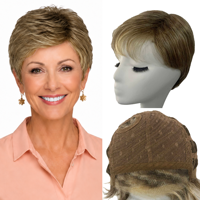 Perruques synthétiques courtes ondulées en gros, coupe pixie bouclée, en fibre Futura Kanekalon résistante à la chaleur, avec monofilament et dentelle HD