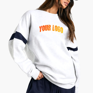 Sudadera con capucha estampada de bloques de color para mujer, 100% algodón, estilo oversize con hombros caídos, para invierno, con logo personalizado, venta al por mayor - Product Image 4