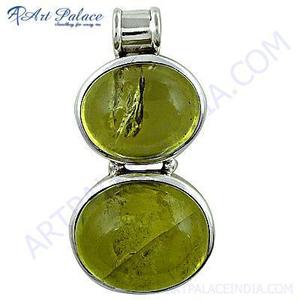 Pendentif en argent de haute qualité Art Palace avec pierre précieuse en quartz citron, pendentifs et breloques unisexes en provenance du Rajasthan - Product Image 2