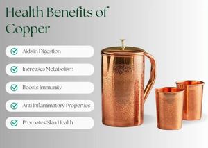 Ensemble de carafes en cuivre pour tables de service artisanales haut de gamme, ensemble de service d'eau en métal avec verres, durable, réutilisable, pour la cuisine. - Product Image 6