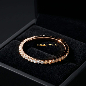 Anillo de Diamantes Color Oro Rosa, Banda de Eternidad con Piedras Mixtas, Joyería de Boda para Mujer - Product Image 3