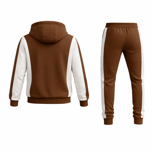Conjunto de chándal marrón de dos piezas para hombre, sudadera con capucha y pantalones deportivos, ropa deportiva para correr, gimnasio, ropa informal, traje de fitness - Product Image 3