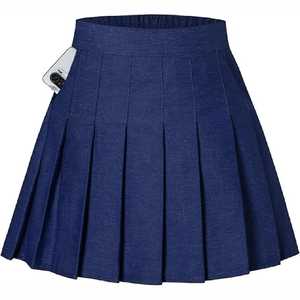 กระโปรงมินิสตรีทพลีทสีพื้น เอวธรรมชาติ ผ้าโพลีเอสเตอร์ทอระบายอากาศได้ดี ใส่ได้ทุกฤดู สีฟ้า เสื้อผ้าสตรี - Product Image 1