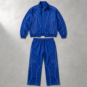 Unisex Black Tracksuit White <b>Star</b> Solid Full Zip <b>Jacket</b> Joggers Regular Fit Winter Sporty Streetwear Breathable Nylon - Product Image 5