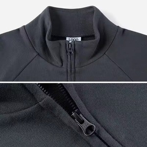 Streetwear gris foncé brodé zippé en coton et polyester, coupe oversize et carrée, épaules tombantes, option d'impression DTG, DTF, sérigraphie et broderie - Product Image 5
