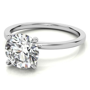 Anillo solitario de moissanita de corte redondo de 1.3 quilates, oro blanco macizo de 14K con engaste de garra, anillo de compromiso clásico para mujer - Product Image 3