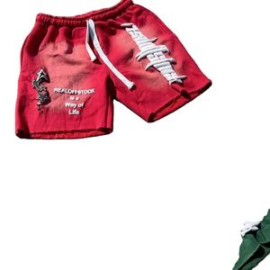 Custom Sweat <b>Short</b> Drawstring Acid Wash Raw Edge Vintage Plain French Terry Cotton Fleece <b>Jogger</b> Sports Wash Mens <b>Shorts</b> - Product Image 4