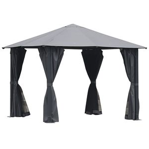 Gazebo Negro para Patio de 3x3 Metros con Paredes Laterales de Malla y Cortinas de Privacidad para Villas y Áreas de Parque - Product Image 1