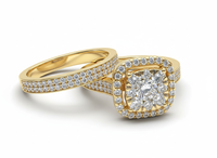 Cincin Tunangan Moissanite Mewah Berlapis Emas 18K Cincin Pernikahan Berlian Potongan Bundar Cemerlang Cincin Lamaran untuk Wanita
