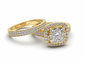 Bague de fiançailles de luxe en moissanite plaquée or 18 carats, bague de mariage avec diamants taille brillant rond, bague de demande en mariage pour femme - Product Image 2