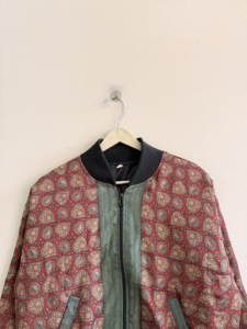 Recycled Sari Silk Bomber <b>Jacket</b> Vintage Winter <b>Jacket</b> Boho Coat - Product Image 2