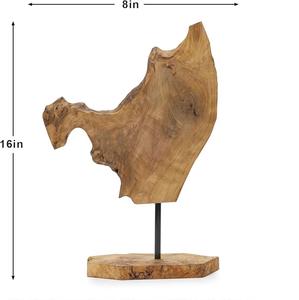Sculpture en bois style racine de teck, forme abstraite naturelle, accent décoratif pour intérieurs contemporains minimalistes, moderne et rustique - Product Image 4