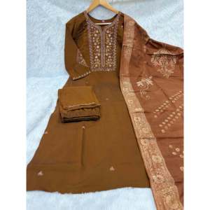 Designer Embroidered Women's <b>Kurti</b> Pant Dupatta Set - Product Image 6