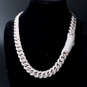 18mm Lab Grown Diamond Infinity Link Chain Cut 72ct Rhodium Plated 925 Sterling Silver 2 Row Iced Unisex <b>Necklace</b> VVS1 Diamond - Product Image 1