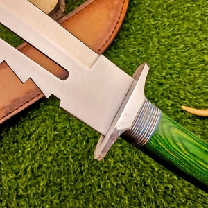 Couteau de camping Bowie de grande taille avec support OEM/ODM, garde en acier inoxydable, manche en bois, étui en cuir, couteau de survie et de chasse - Product Image 3