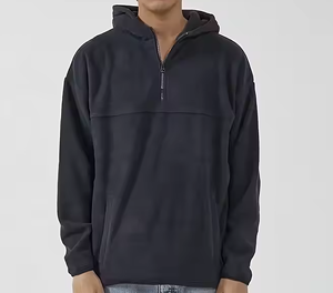 Men's Hooded Fleece Sweatshirt Full Sleeve <b>Zipper</b> Closure Solid Color Loose Fit All Seasons Casual <b>Top</b> - Product Image 1