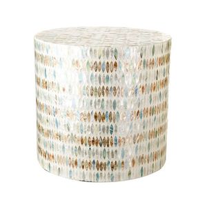 Tabourets cylindriques en mosaïque multicolore, nacre, faits à la main, petite table d'appoint décorative pour salon et chambre - Product Image 1