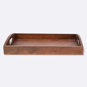 Bandeja de servir de madera pulida con asas, resistente al agua, estilo americano, bandejas para desayuno, bandejas decorativas de gran venta para eventos. - Product Image 4