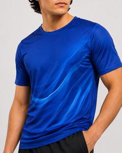 เสื้อยืดผู้ชายสีน้ำเงิน แขนสั้น คอกลม แห้งเร็ว ผ้าถักโพลีเอสเตอร์ ลายคลื่น สปอร์ต ทรงปกติ - Product Image 3