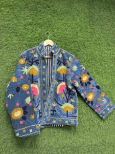 Vintage Style Suzani Jacket Embroidered <b>Velvet</b> Bomber Jacket Handmade Chic Ethnic Eco-Friendly Plus Size Floral Pattern <b>Coat</b> - Product Image 5