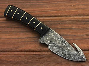 Cuchillo de Caza de Acero de Damasco Hecho a Mano, Personalizable, DIY, OEM, con Mango de Cuerno de Búfalo, Cuchillo de Camping para Exteriores Hecho a Medida - Product Image 3