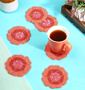 Sous-verres et tapis perlés faits main, broderie de perles de rocaille, sous-verres de Noël pour table, meilleur prix - Product Image 1