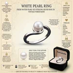 Bague de fiançailles en argent sterling 925 avec perle d'eau douce blanche, faite à la main, avec bande filée, nacre, cadeau d'anniversaire pour elle - Product Image 3