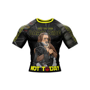 High Quality Unisex Sublimation Printed Breathable Quick Dry 180g Rash Guard Short <b>Sleeve</b> Compression Fit for for BJJ MMA - Product Image 4