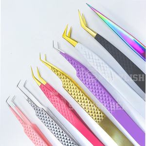 Pinzas de agarre de diamante de acero inoxidable con logotipo personalizado de alta calidad, pinzas de extensión de pestañas puntiagudas, venta al por mayor, Etiqueta Privada - Product Image 1