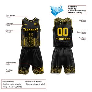 Basketball Uniform Sublimated Team Name Print V-Neck Sleeveless Jersey and <b>Shorts</b> Set for Adult All Seasons Breathable <b>Polyester</b> - Product Image 2